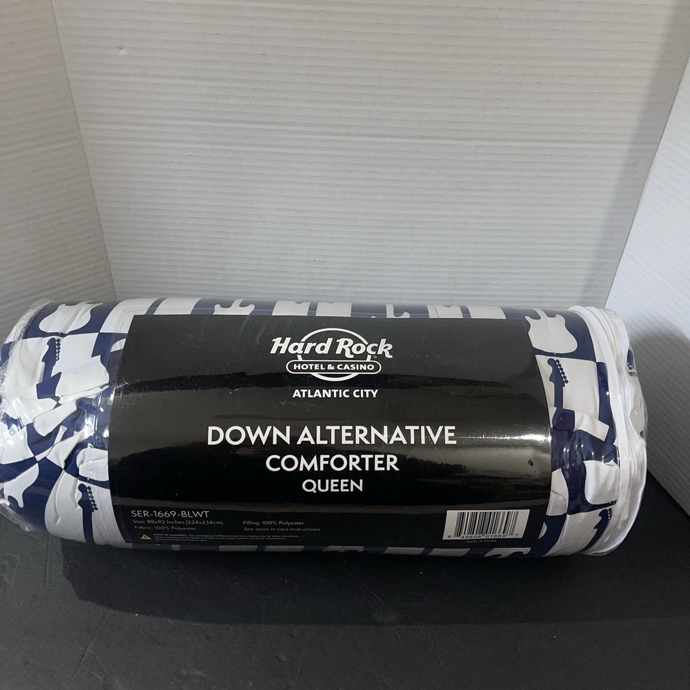 New Hard Rock Guitar Music Blue/White Queen Comforter Rockabilly Bed Bedroom